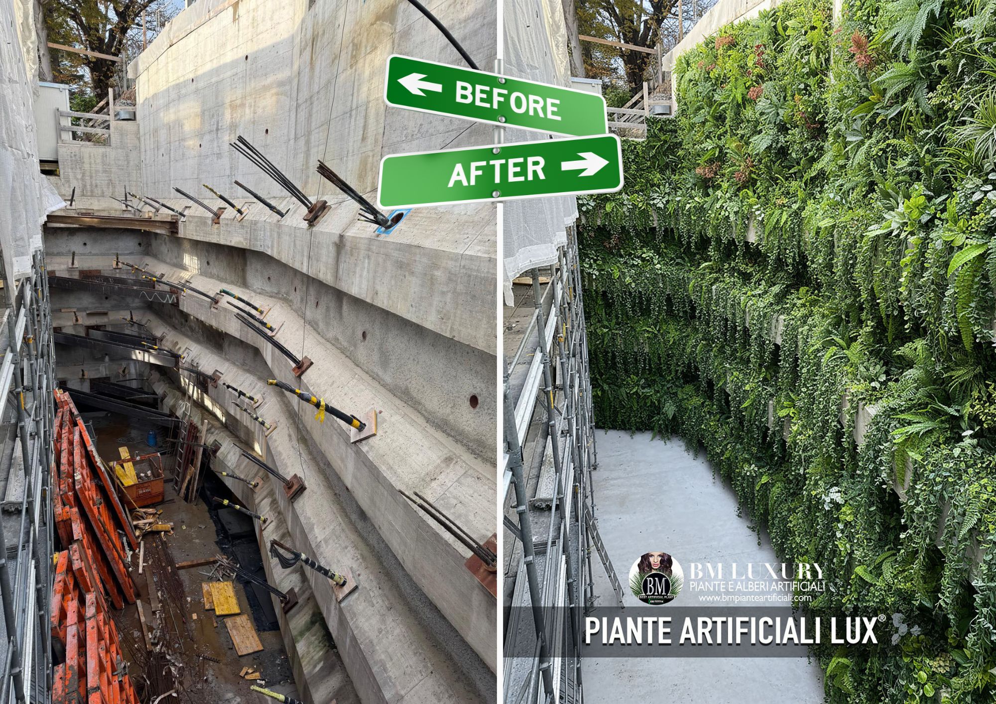 [Confronto tra rendering e realtà della parete a Lugano]